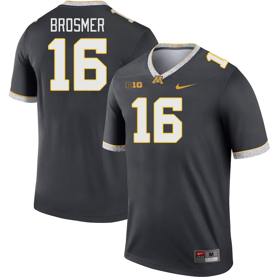 Men #16 Max Brosmer Minnesota Golden Gophers College Football Jerseys Stitched-Charcoal